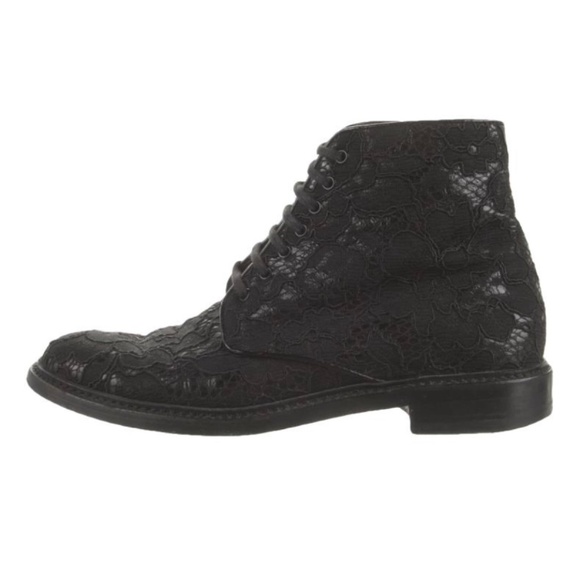 Saint Laurent Leather Lace Up Boots - Picture 1 of 5